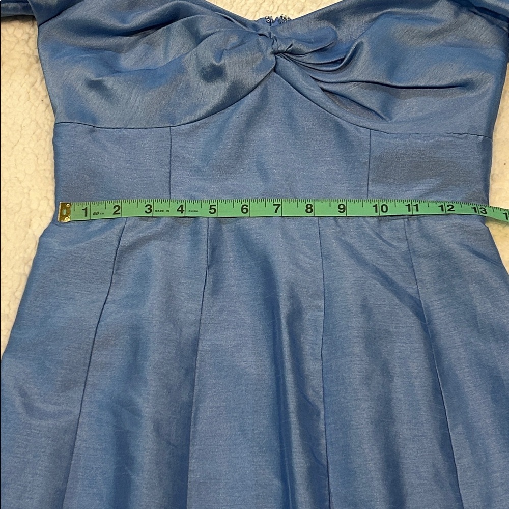 Anthropologie Hutch Twist Front Dress XS Puff Sleeve Ruffle Hem Sky Blue Midi - Picture 15 of 17
